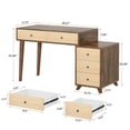 thumbnail image 3 of Yardi Yarda Modern Makeup Vanity Table, Dressing Table Set with 5 Drawers, Vanity Table Without Mirror & Stool, Brown, 3 of 5