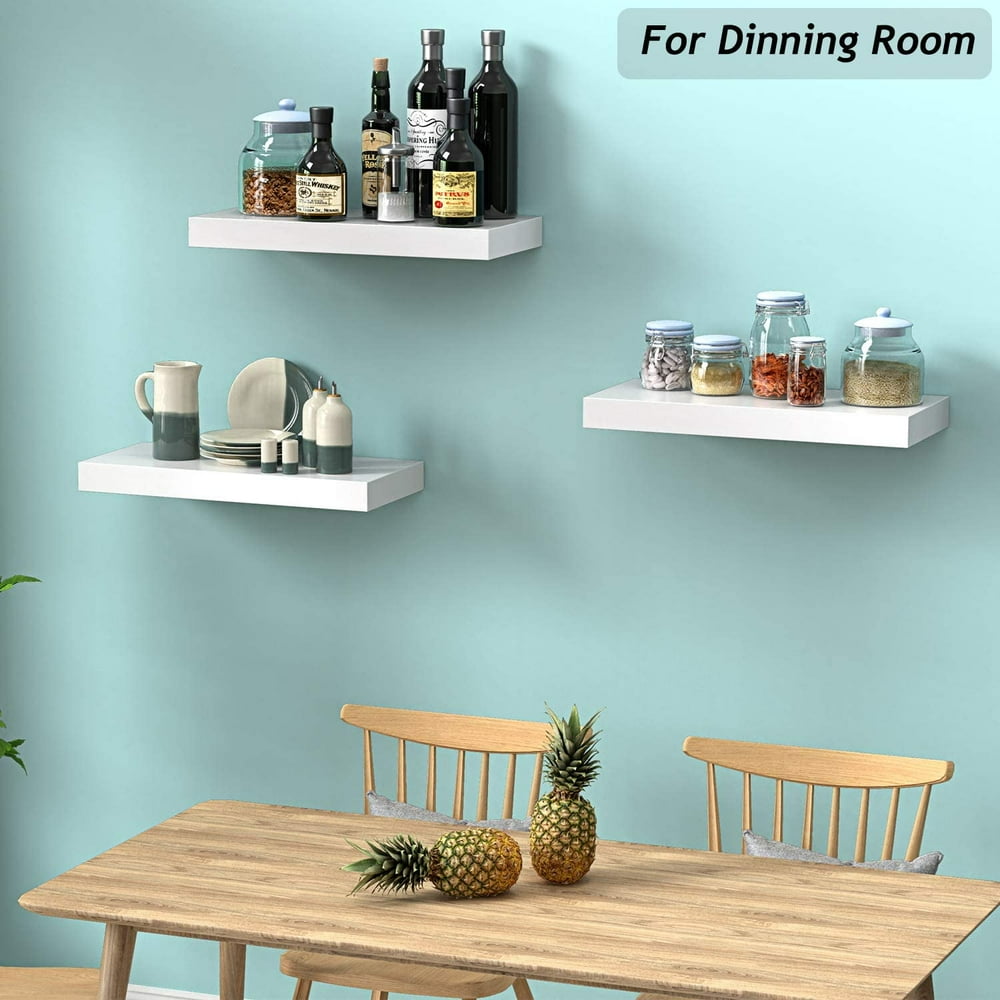 3 Sets Floating Shelves Invisible Wall Mounted Modern Faux Wood Storage