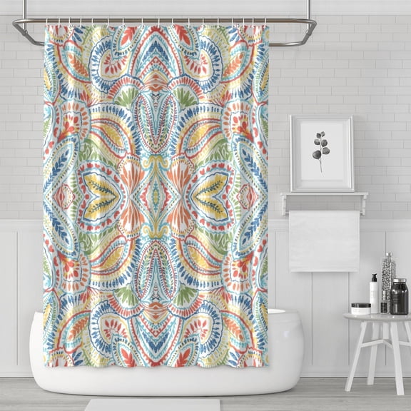 Waterproof Bohemian Shower Curtain 72x72 Inch Boho Style Polyester Unique Shower Curtain for Bathroom Hotel Home Decor with 12 Plastic Hooks