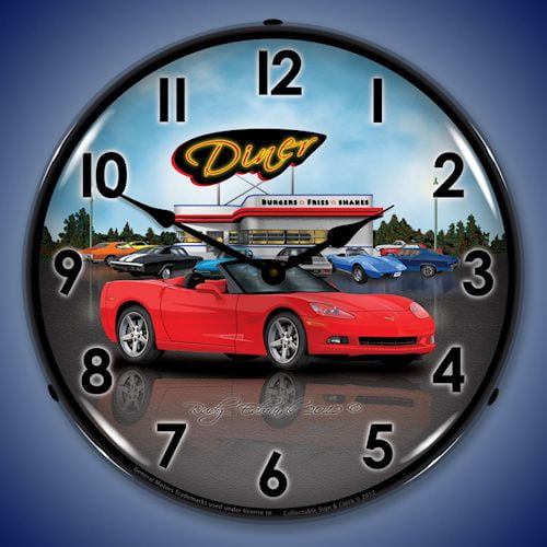 C6 Corvette Lighted Clock - Convertible Diner