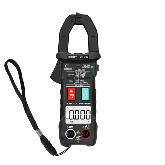 BSIDE 6000 Counts Digital Clamp Meter True RMS Multimeter Clamp Ammeter AC DC Voltage Current Meter NCV Test Universal Meter Tester Current Clamp Tester -30~1000℃ Temperature Resistance Capacitance Fr