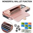 thumbnail image 4 of ELEHOLD for iPhone 11 Pro Multi-Functional Wallet Case Organ Card Slots RFID Blocking Stand Function Wrist Strap Crossbody Shoulder Strap Shockproof Purse Case,rosegold, 4 of 8