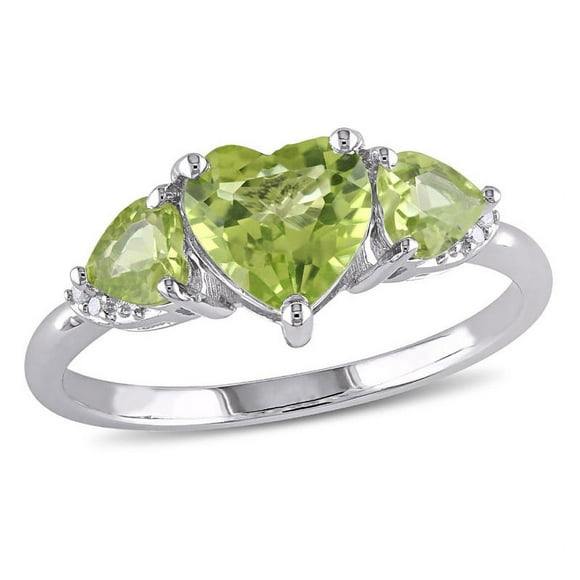 1.89 Carat (ctw) Three Stone Peridot Heart Ring in Sterling Silver