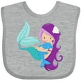 thumbnail image 3 of Inktastic Cute Mermaid, Little Mermaid, Purple Hair, Dolphin Girls Baby Bib, 3 of 4
