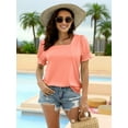 thumbnail image 4 of Women Summer Square Neck Ruffled Tops Short Sleeve Blouse Casual T-Shirt Top, 4 of 5