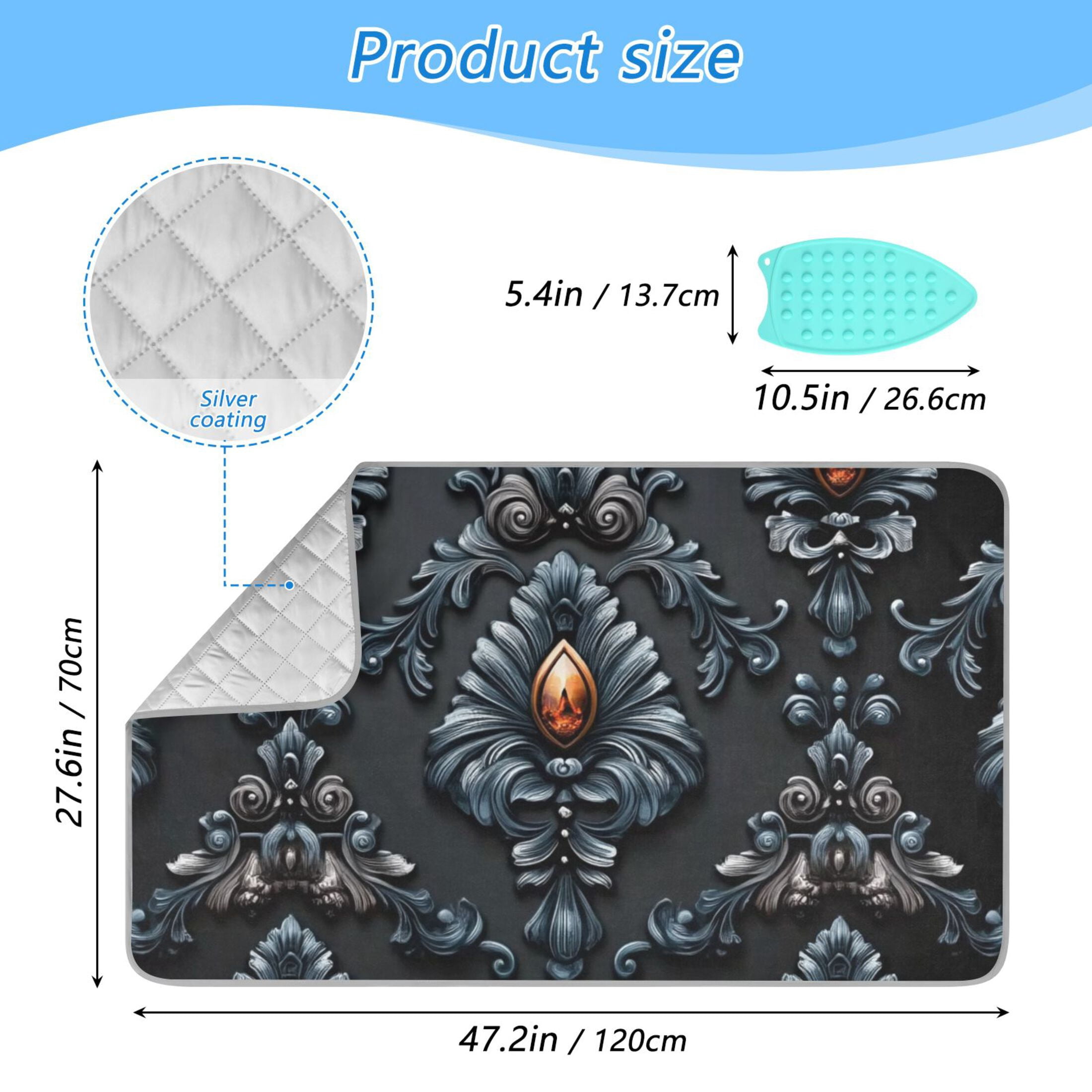 Vintage Elegant Pattern Ironing Mat Blanket for Table Top Travel Portable Ironing Board Pad 47.2x27.6 Inch