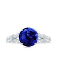 thumbnail image 4 of Rosec Jewels Certified Lab Grown Blue Sapphire Engagement Ring - 8 mm - AAAA Grade Blue Sapphire Diamond Ring - with Jewelry Box, 925 Sterling Silver, US 10.00, 4 of 8