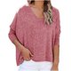 thumbnail image 1 of Blusa de mujer con cuello en V, informal, con hombros caídos, manga murciélago, manga murciélago Fridja ghj987+5667, 1 of 6