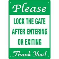 Please Lock The Gate After Entering Or Exiting Sign 12 X 8 Inch Metal Sign, Rustproof Aluminum, Multicolor