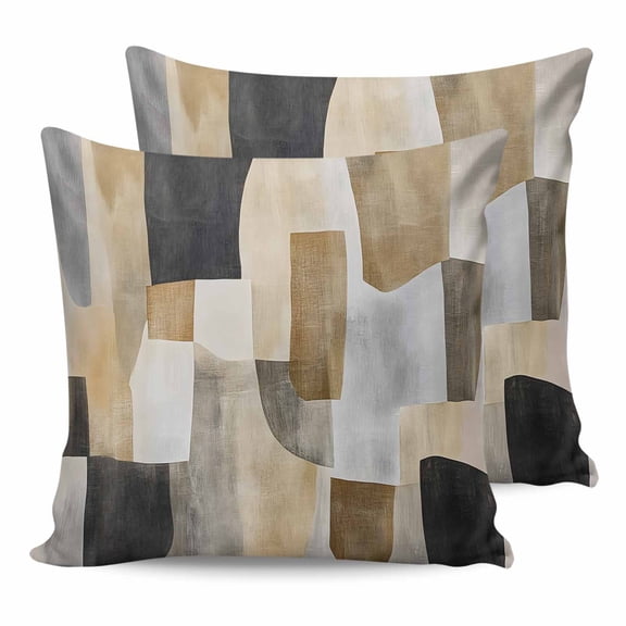 Pillow Covers 24x24 Set of 2, Vintage Boho Throw Pillow Covers Decorative Couch Cushion Cover, Abstract Retro Oil Painting Geometric Microfiber Soft Square Pillowcases for Bedroom Living Room Sofa