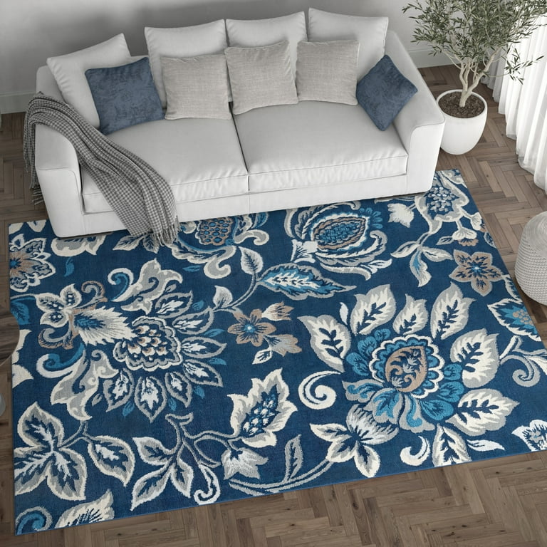 Madison Traditional 7.6' x 10' Dark Blue Polypropylene Indoor Area