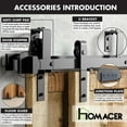 thumbnail image 5 of Homacer Black Rustic Double Track U-Shape Bypass Sliding Barn Door Hardware Kit, for Two/Double Doors, 8ft Long Flat Track, Classic Design Roller, Heavy Duty, for Interior & Exterior Use, 5 of 6