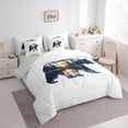 thumbnail image 2 of Castle Fairy Jungle Sunset Bear King Bedding 7pcs,Woodland Animal King Bed in a Bag,Teal Orange Gray,Grey Reversible, 2 of 7