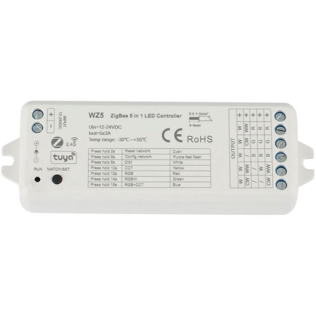 Controlador LED WZ5 TUYA Zigbee DC12V 24V 5 en 1, regulador CCT RGB RGBW RGBWW RGBCCT, tira TUYA Smart Life, control por voz de la aplicación