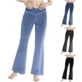 thumbnail image 2 of Yuanlook Womens Plus Size Crossover High Waist Flare Yoga Pants Soft Stretch Bell Bottom Leggings with Pockets Size S-4XL, 2 of 7