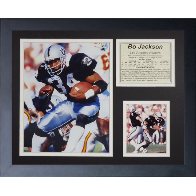 Collage de fotos enmarcadas de Bo Jackson de Legends Never Die, negro, 11x14 pulgadas