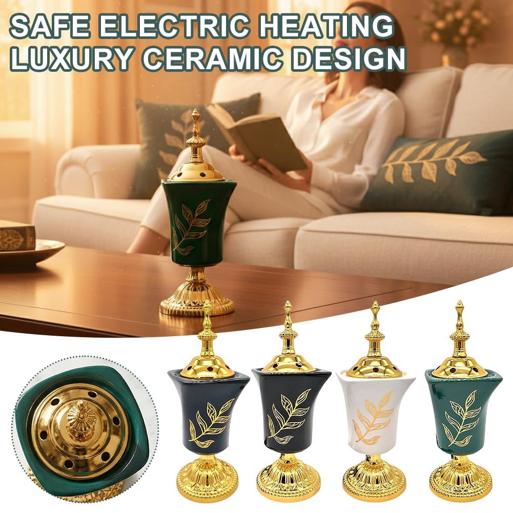 Electric Incense Burner, Vintage Arabian Electric Incense Burner Tabletop Decorative Incenses Holder, Portable Burners for Home Festival Yoga and Spa Room Decor