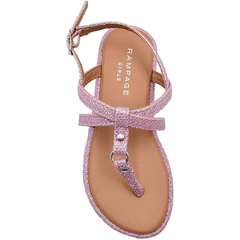Rampage Girls Big Kid Lurex Thong Strappy Slide Sandal with Studs