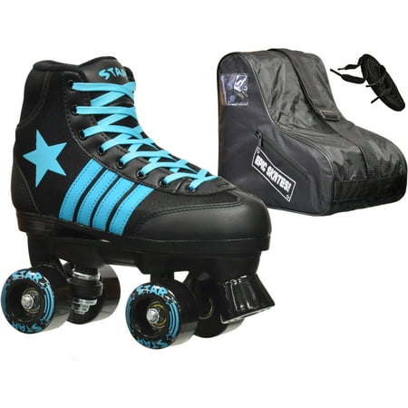 Epic Youth Star Hydra Black/Blue Quad Roller Skates Package