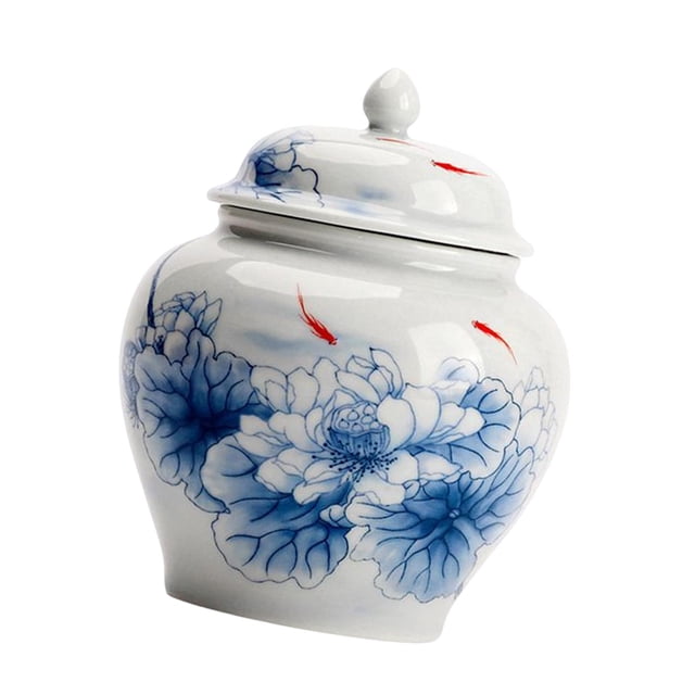 tarro de jengibre Tarro de jengibre de azul y blanca, tarro de almacenamiento, florero decorativo