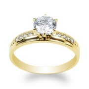 JamesJenny 10K Yellow Gold 1.0ct Clear CZ Fancy Engagement Solitaire Ring Size 4-10