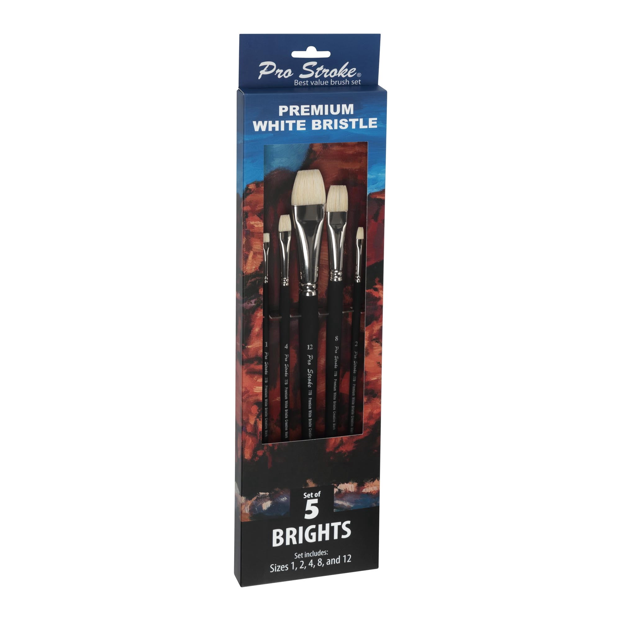 Creative Mark Pro Stroke Premium White Chungking Hog Bristle Artist Paint Brush - Brights Set of 5 - Natural Bristle Brush w/ Soft Touch Handle for Oils, Watercolors, Acrylics, Alkyds, Caseins