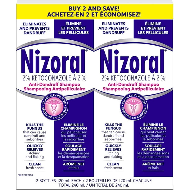 Nizoral Ketoconazole 2 Percent Antidandruff and Itchy Scalp Shampoo (120 mL (Pack of 2