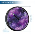 thumbnail image 3 of Voice Activated Clock with Glow Light 12 Inch Large Silent Wall Clock Battery Operated for Home Decor Purple and Black Tie-dye Texture, 3 of 8