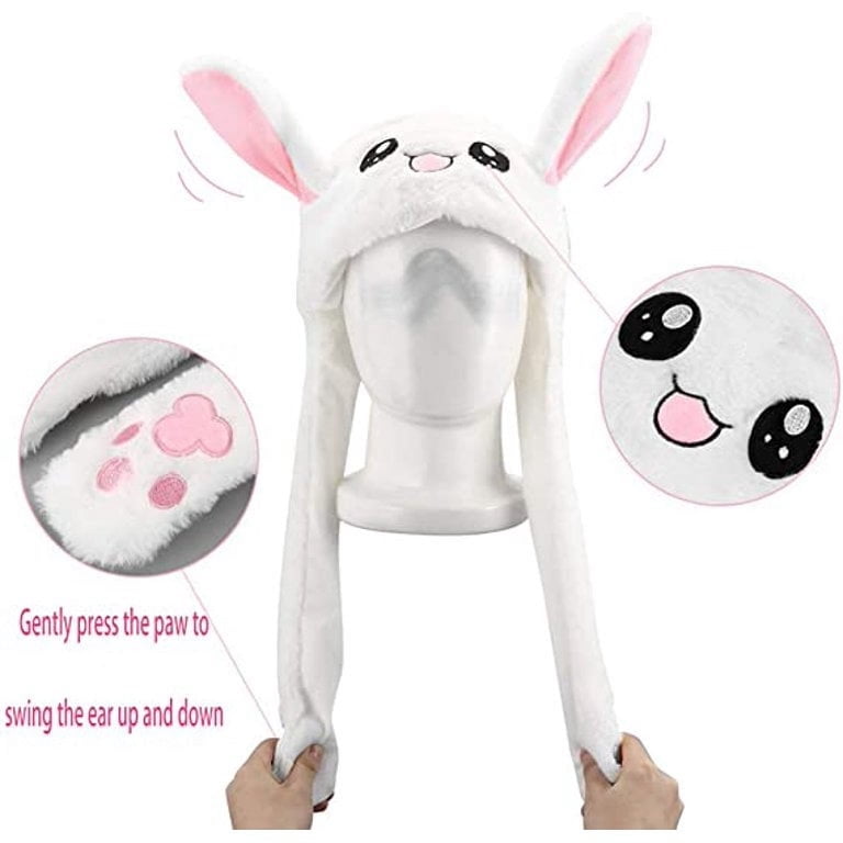 Women\'s Grey White Bunny Hat Knit Plush Long Ears Fluffy Cosplay Party Hat Bunny Ears Hat Rabbit Plush Soft Costume Headwear Cap Party  main image 3