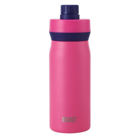 

Built 16-Ounce Cascade Stainless Steel Water Bottle with Leakproof Chug Lid 16 fl oz Pink