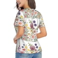 thumbnail image 3 of Vsdgher Autumn Garden Women Shirts V Neck Short Sleeve Tops T-Shirt Basic Tees, S to 3XLXX-Large, 3 of 5
