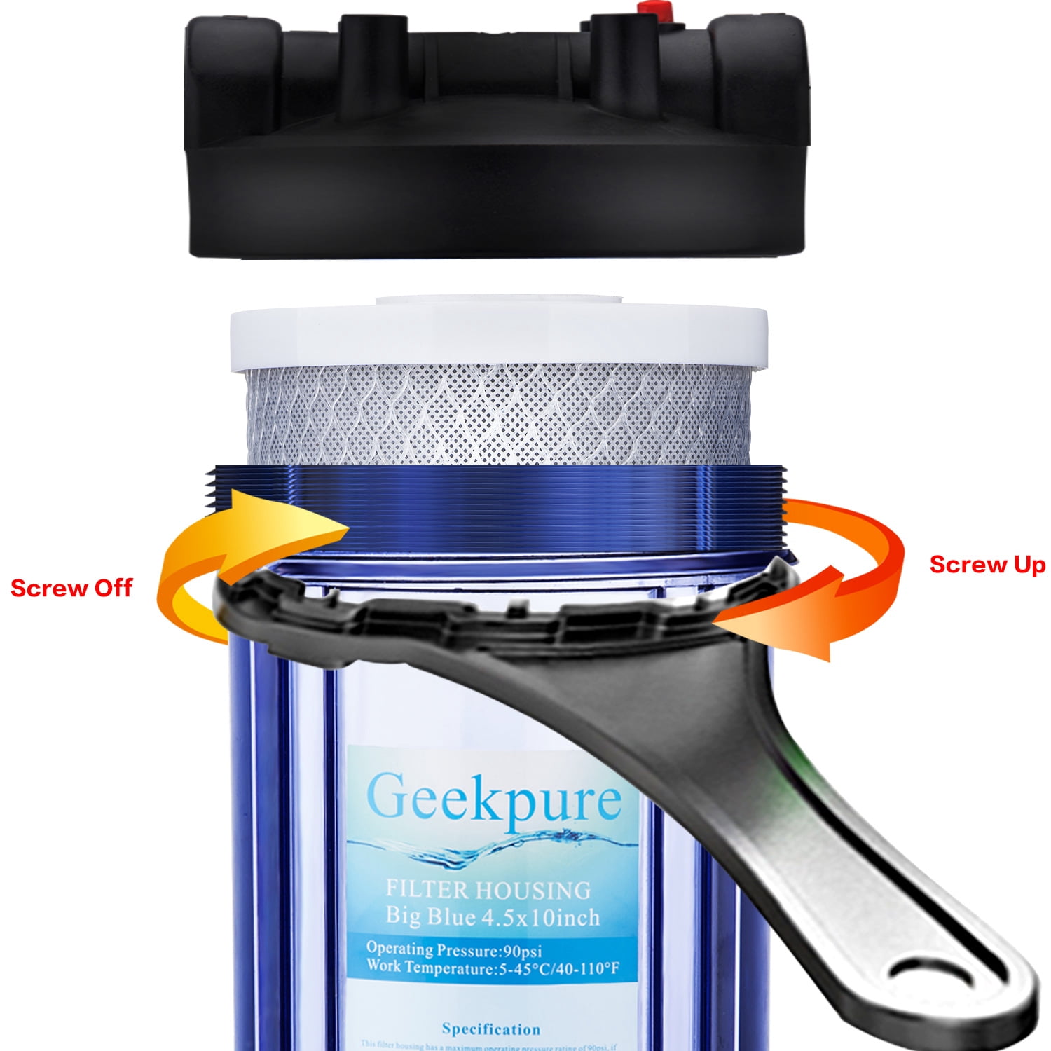 Geekpure 20 inch Universal Compatible Carbon Block Water Filter Remove Chlorine Taste Odors- 4.5 inch x 20 inch (4 Pack)
