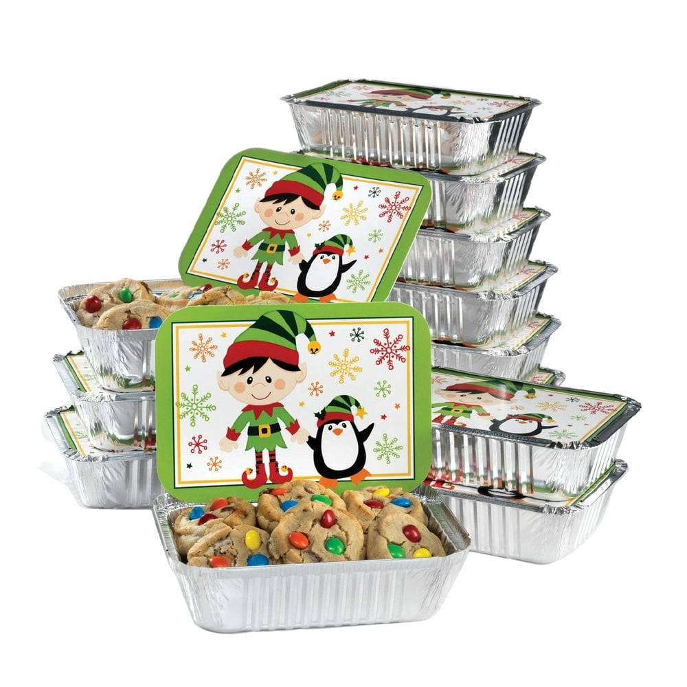Christmas Food Foil Containers with Festive Lids Rectangle Aluminum