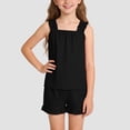 thumbnail image 5 of Girls Pajama Set With Cute Print Home Short Sleeve Shorts Pajama Set Print Tank Tops Elastic Shorts Pants Set Cartoon Print 2PCS Set Dailywear Set 13-14 Years, 5 of 7