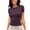 M479 Dark Purple, variant on Tfken Women Tshirts For Summer Solid Color Crew Neck Short Sleeve Slim Tops Casual Daily Wear Female Comfortable Shirts Brown