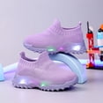 thumbnail image 3 of Toddler Light up Shoes Boys Led Sneaker Breathable Children First Walking Comfortable Athletic Casual Mesh Shoes Purple Size 6 Toddler, 3 of 5