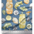 thumbnail image 1 of Soimoi polyester Crepe Fabric Lemon Slice Jar,Cucumber & Ginger Vegetable Printed Fabric 1 Yard 42 Inch Wide, 1 of 3
