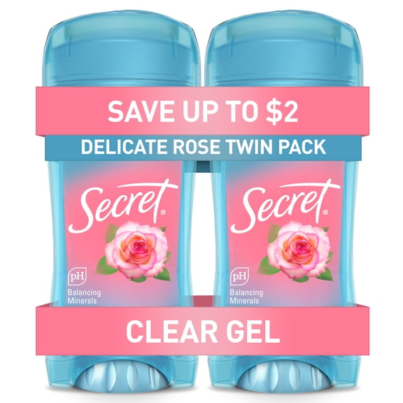 Secret Fresh Clear Gel Antiperspirant and Deodorant for Women, Delicate Rose Scent, 2.6 oz, Twin Pack