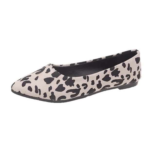 Amzcrzy Zapatos de mujer,Zapatos de mujer,Zapatillas de mujer, Zapatos de punta puntiaguda para mujer, de moda, de color liso, informales, cómodos, con estampado de leopardo, planos Sandalias Mujer Z