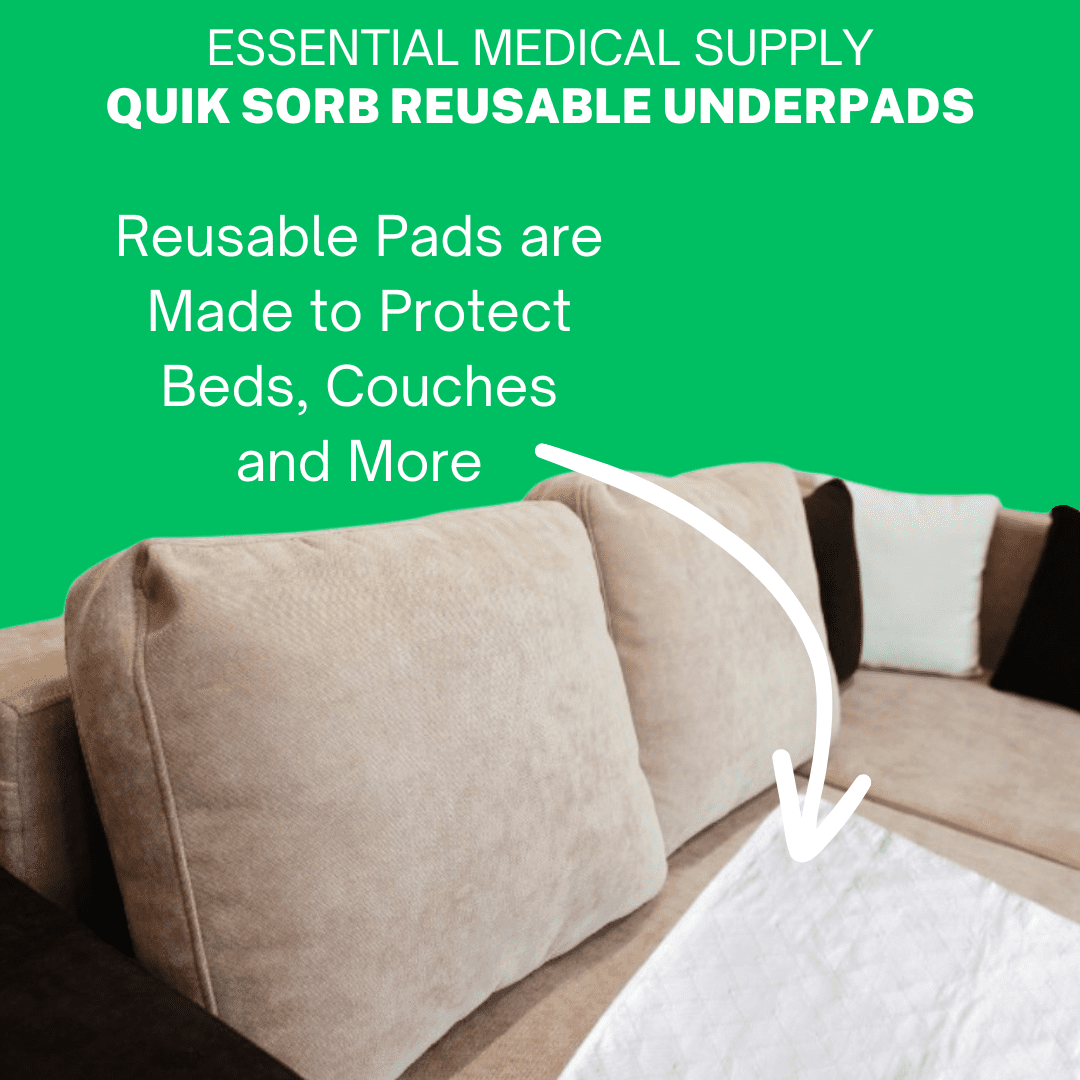 Essential Medical Supply Quik-Sorb 34" x 35" Quilted Birdseye Cotton Reusable Underpad - Waterproof Incontinence Bed Pads for Adults, Washable and Reusable Bed Pads with Birdseye Cotton Topsheet