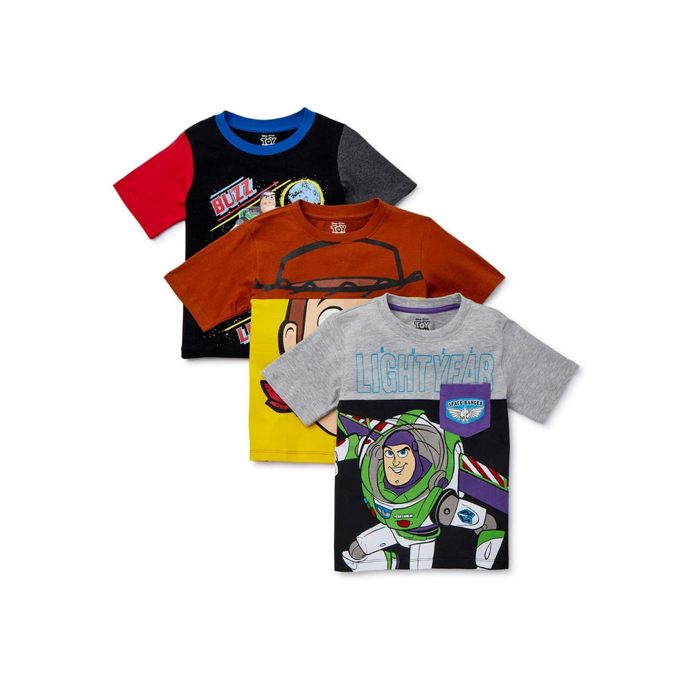 Disney Pixar Toy Story - Disney Toy Story Boys Elevated T-Shirt, 3-Pack