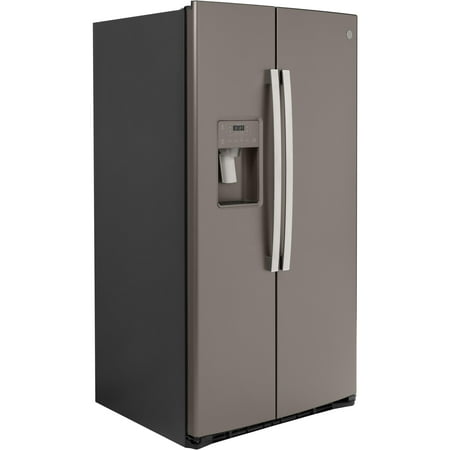 GE - 25.1 Cu. Ft. Side-By-Side Refrigerator with External Ice & Water Dispenser - Slate