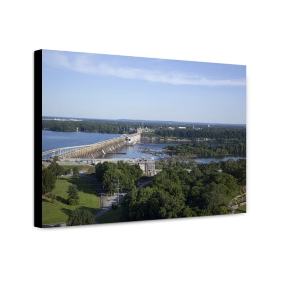 Canvas Print: The Wilson Dam Spans The Tennessee River Between Lauderdale County