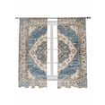 thumbnail image 2 of Sheer Curtains 63 Inches Long, Boho Blue Light Filtering Window Curtains for Living Room, Retro Tribal Traditional Distressed Printed Rod Pocket Voile Sheer Curtain Drapes, 52"W x 63"L, 2 Panels, 2 of 8