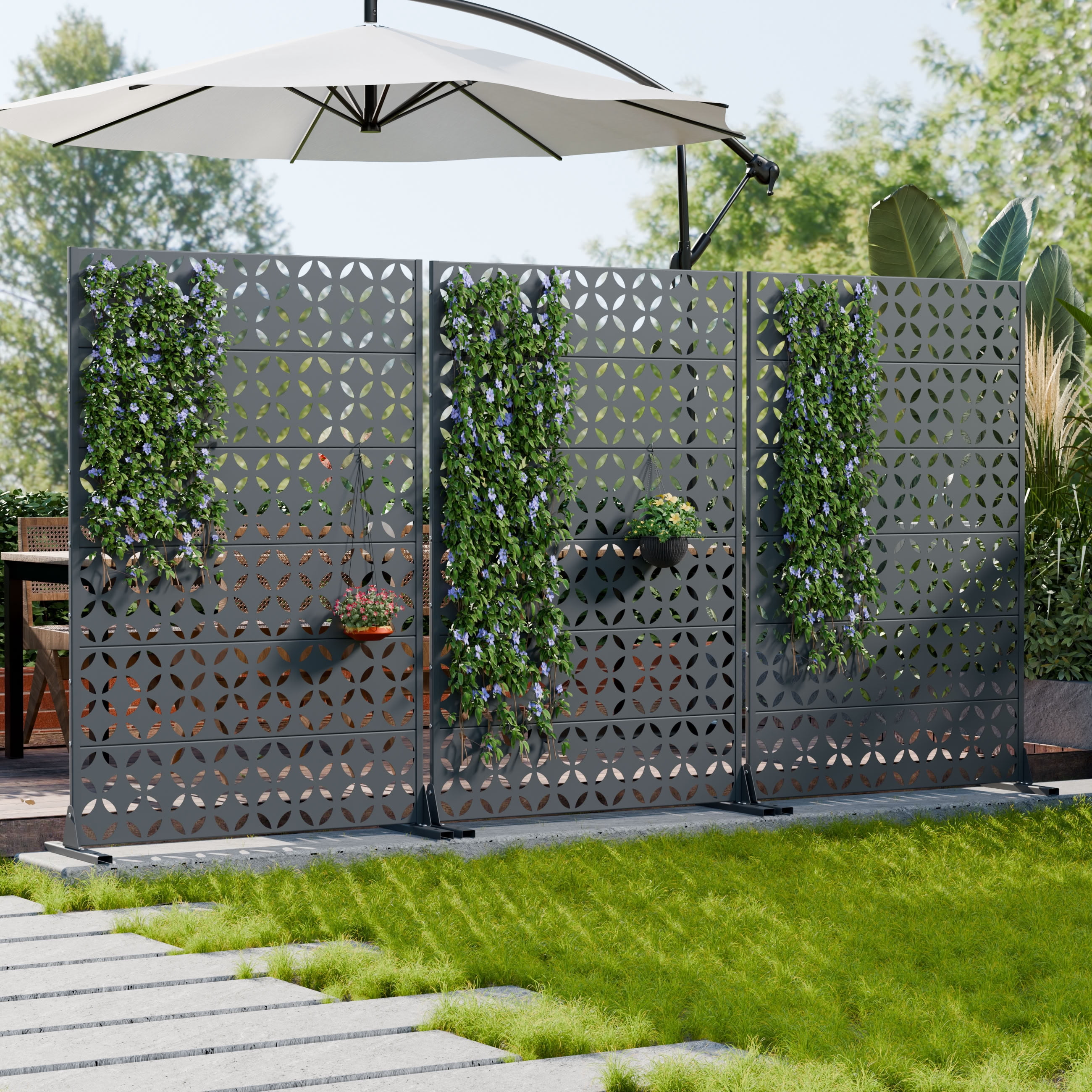 MAYEERTY 72*47in Outdoor Privacy Screen, Poolside Metal Privacy Fence, Privacy Panel for Patio, Balcony, Backyard, Garden
