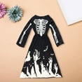 thumbnail image 2 of KAUOD Kids Halloween Party Skeleton Dress Long Sleeve Performance Dresses Jumpsuits Crew Neck Thin Cape 5-12 Years, 2 of 6