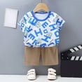 thumbnail image 2 of Toddler Boy Summer Clothes Outfits Kids Cotton Round Neck Cartoon Print Set Cute Boy Summer Suit 2-Piece, 2 of 5