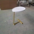 thumbnail image 4 of C-Shaped Side Table & End Table for Small Spaces and Living Room, Modern C Nightstand Suit for Sofa Couch and Bed, White top with Golden Metal Frame 17.72"x11.8"x23.62", 4 of 6