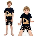 thumbnail image 2 of POPTEM Toddler Boys Pajamas Short Sleeve Excavator Pjs Cotton Sleepwear 2-Pieces Navy Blue 4T, 2 of 7