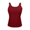 thumbnail image 6 of OGLCCG Women Plus Size Tank Top with Built in Bra Crewneck Sleeveless Camisole Tops with Shelf Bra Solid Color Slim Fit Stretch Undershirts, 6 of 8